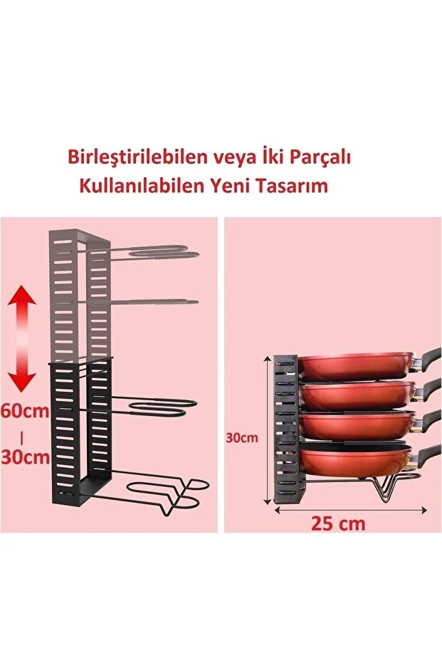 Tencere Ve Tava Düzenleyici Dolap Içi-dışı 10 Katlı Yükseklik Ayarlanabilir Raf 6 Farklı Kullanım